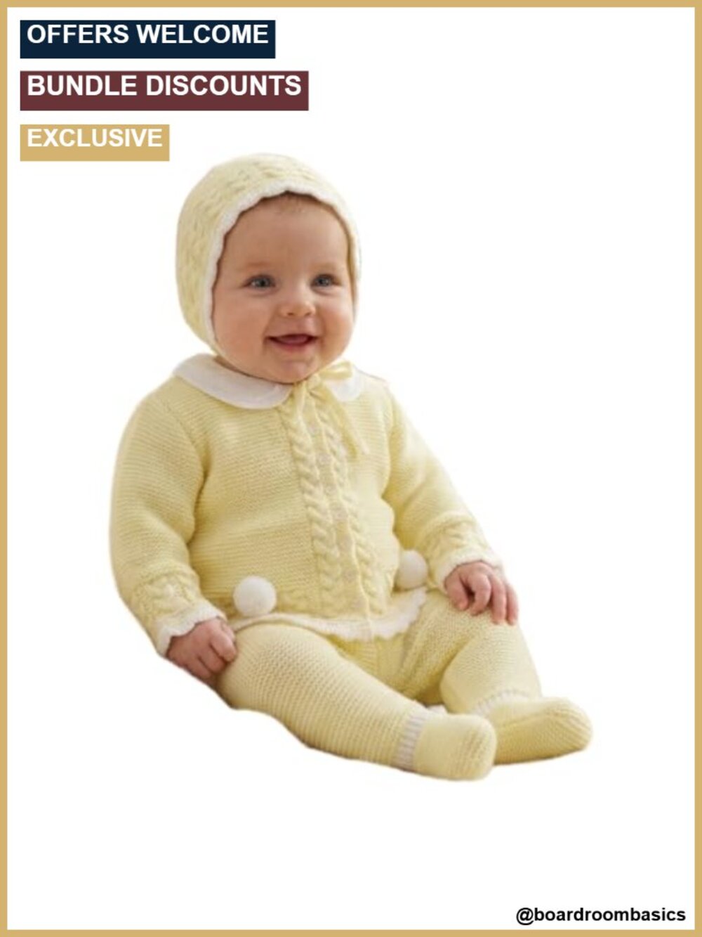 Handmade Knit Baby Set Sweater Pants Hat Coming Home Outfit Warm Layette